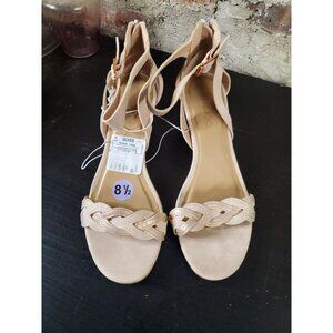 New Wedge Sandals Womens Sz 8.5 Tan Gold Brown